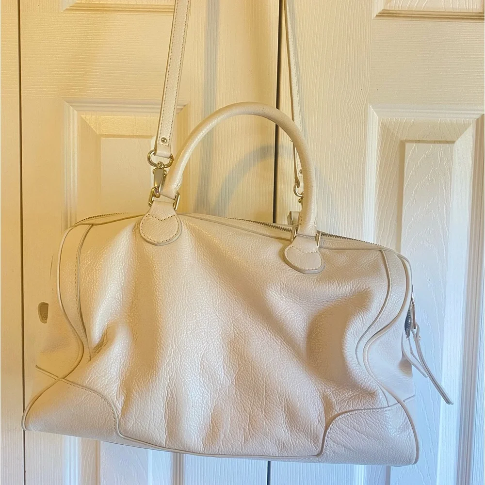 Vintage Banana Republic Cream Leather Shoulder Satchel
